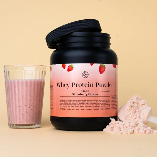 Syrovátkový protein s příchutí jahoda