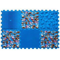 Masážní ortopedická podložka Puzzle Mix 6 modulů modrá houba