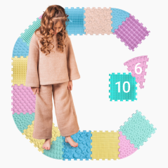 Masážní podložka Puzzle Mix 10 dílů + 6 sektorů pastel