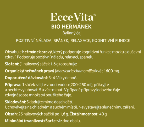Heřmánek bylinný čaj  BIO 25 sáčků