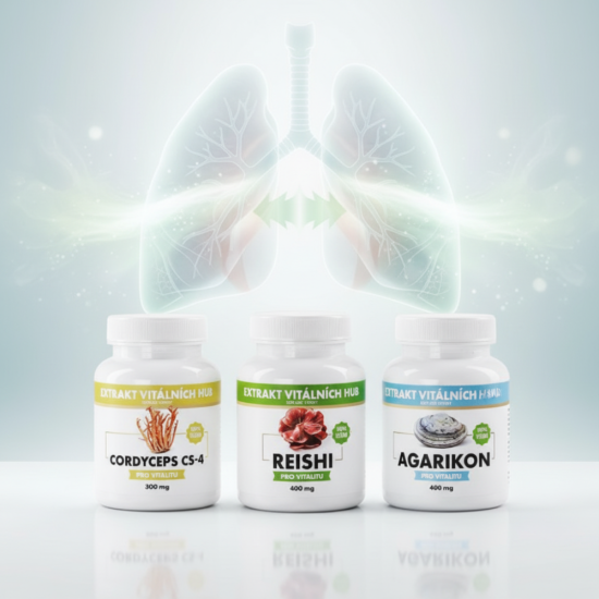 Dýchací cesty a podpora při virózách - Agarikon + Reishi + Cordyceps 2+1 ZDARMA