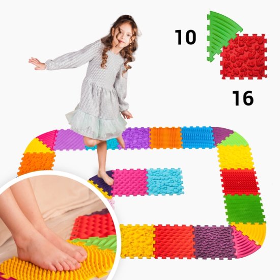 Masážní podložka Puzzle 16 prvků + 10 trojúhelníků - Počet prvků: 25