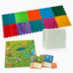 Masážní ortopedická podložka Puzzle Mix 10 modulů + hra Lesní dobrodružství – dárek
