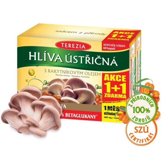 Hlíva ústřičná s rakytníkovým olejem 60+60 kapslí