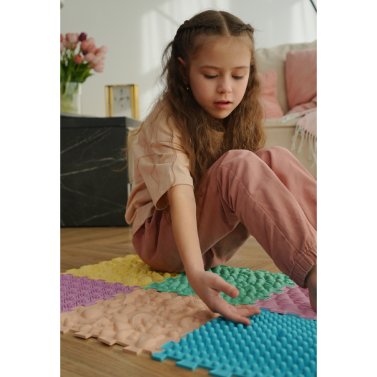 Masážní podložka Puzzle Mix Pastel 6 prvků