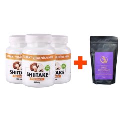 Výhodné balení Shiitake (3X Shiitake 120 kapslí + Houbová káva "Tanec Rovnováhy" ZDARMA)
