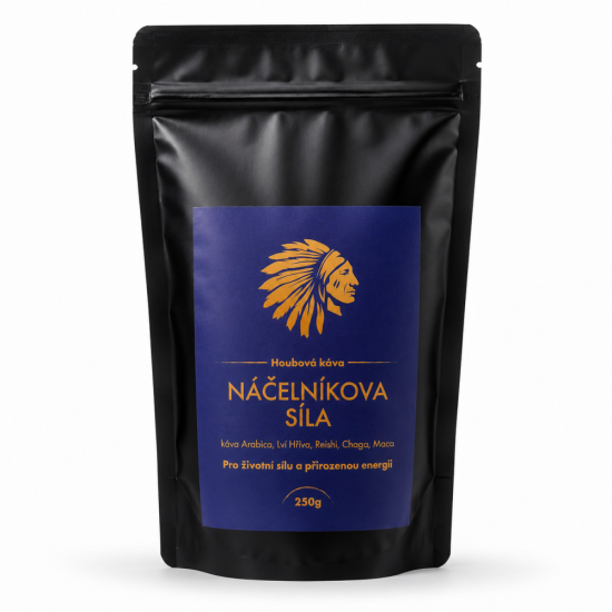 Houbová káva "Náčelníkova Síla" (káva Arabica, lví hříva, reishi, chaga, maca) 250 g