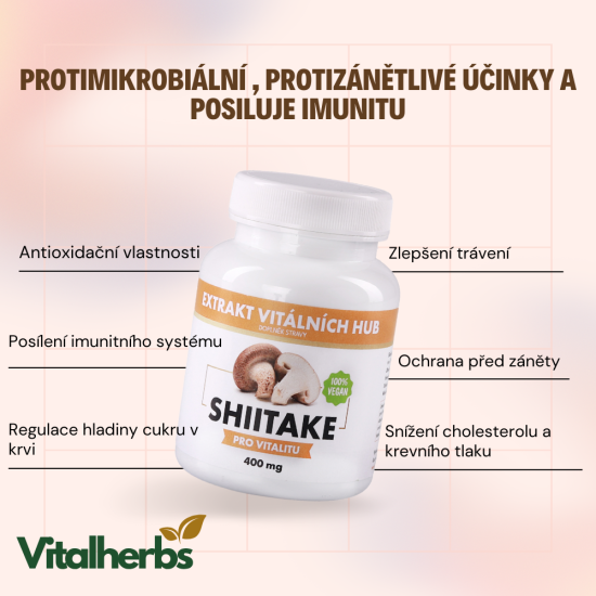 Shiitake - Houževnatec jedlý (Lentinula edodes) min.30% polysacharidů