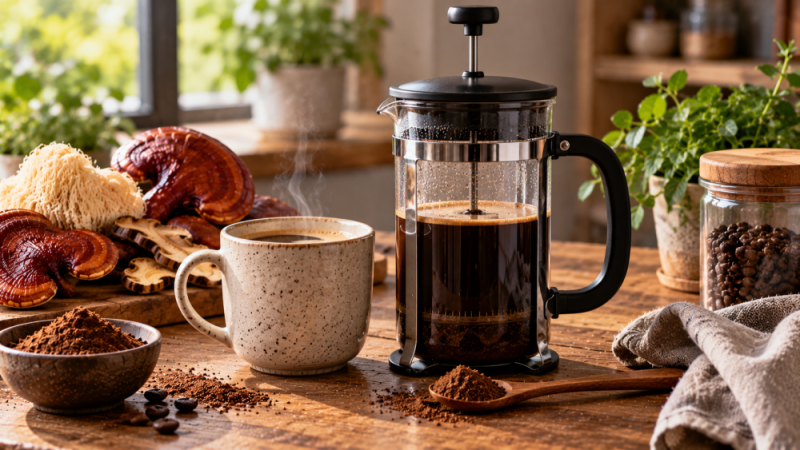 Houbová káva French press: návod na přípravu