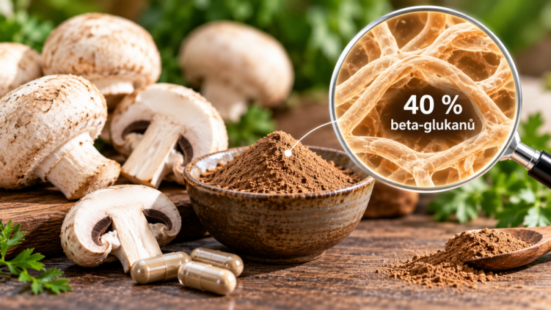 Agaricus extrakt 40 % beta-glukanů: co znamená standardizace