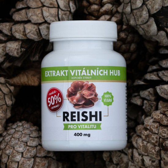 Reishi 50% - Leskokorka lesklá min.50% polysacharidů a 20% Beta glukanů
