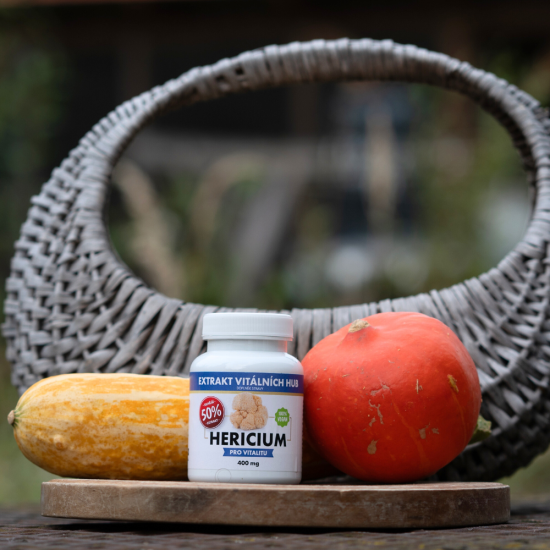 Hericium 50%, Lví hříva min.50% polysacharidů a 20% Beta glukanů