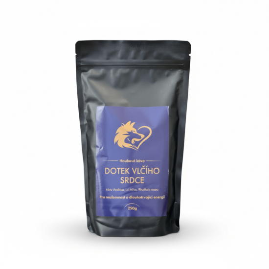 Houbová káva "Dotek Vlčího Srdce" (káva Arabica, Lví hříva, Rhodiola rosea) 250 g